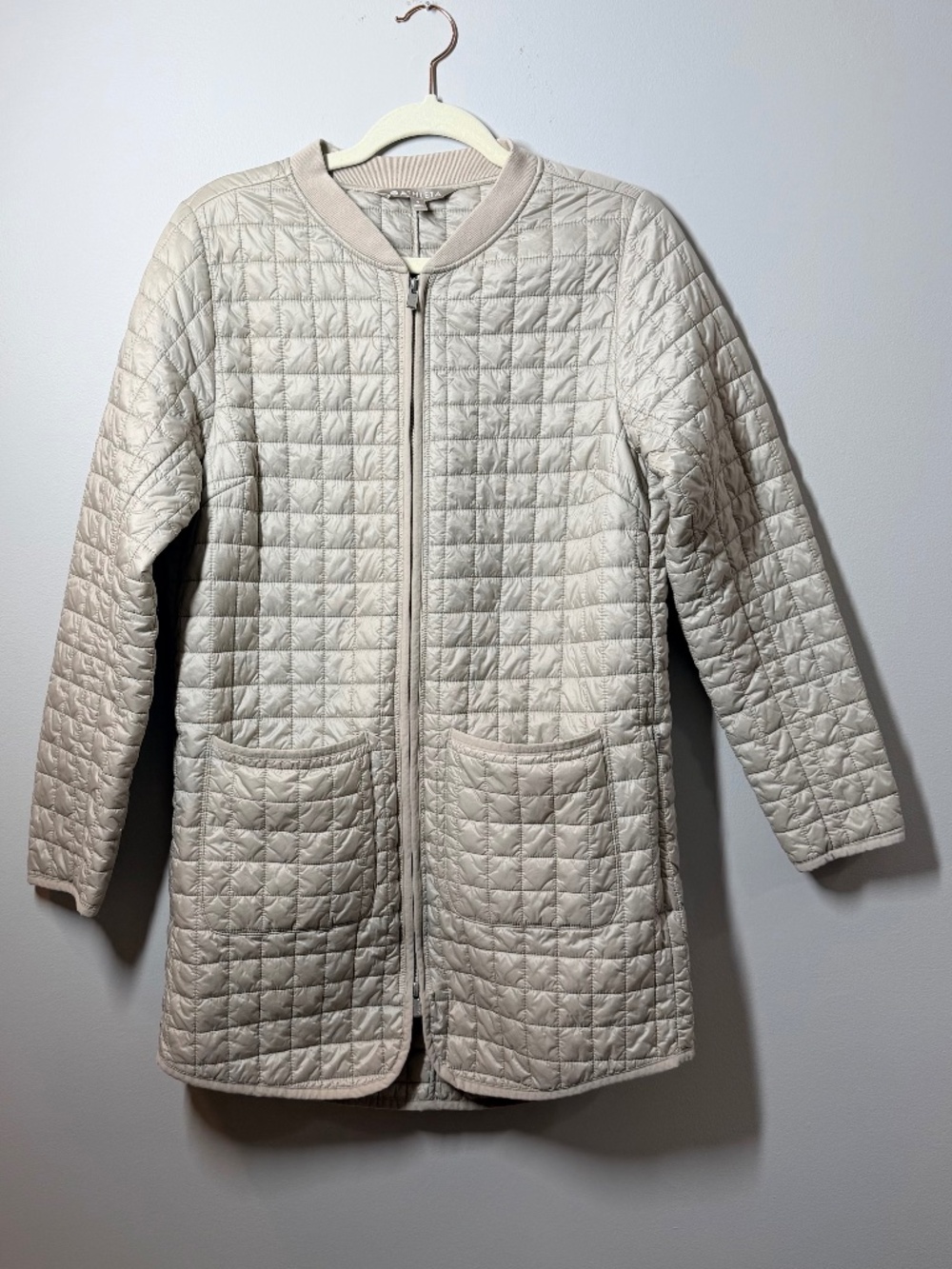 Athleta Recycled Grandview PrimaLoft Quilted Shell Jacket Dove Gray Small